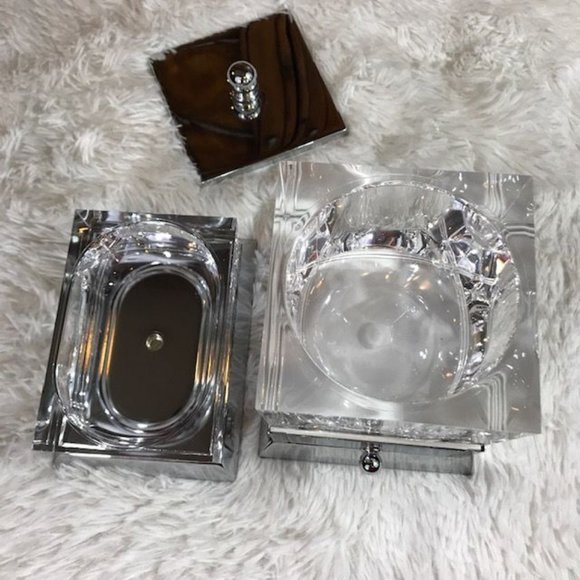 Springs Palace Finesse Swing Door Storage Unit + Soap Dish Lucite Metal Set - Picture 10 of 14